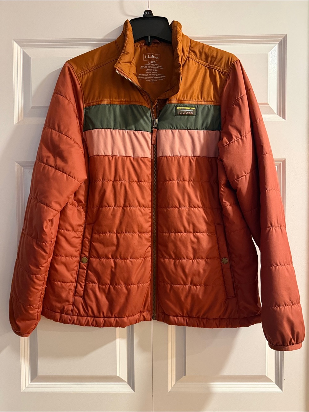 LL Bean Women’s Mountain Classic Puffer Jacket Colorblock Size L